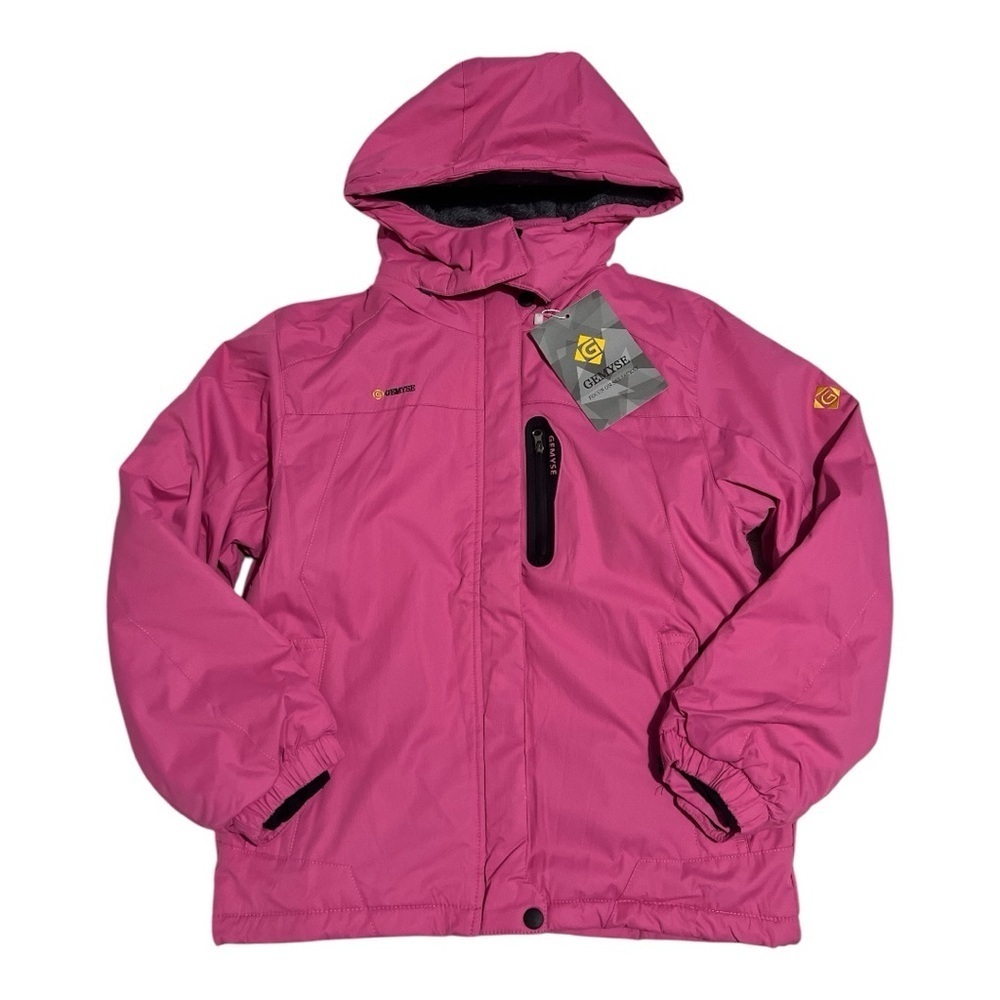 GEMYSE Jacket Girl's Large Pink Waterproof Ski Snow Hooded Fleece Lined Winter